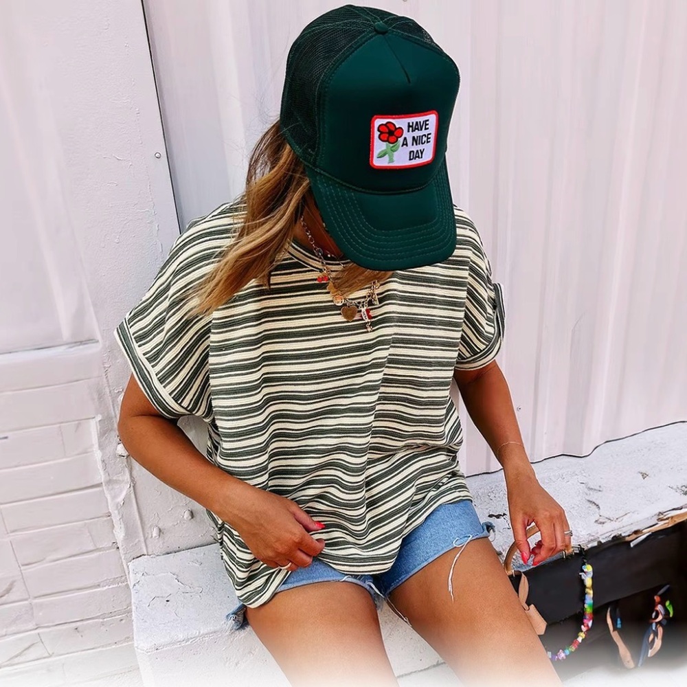 Striped green and White T-Shirt